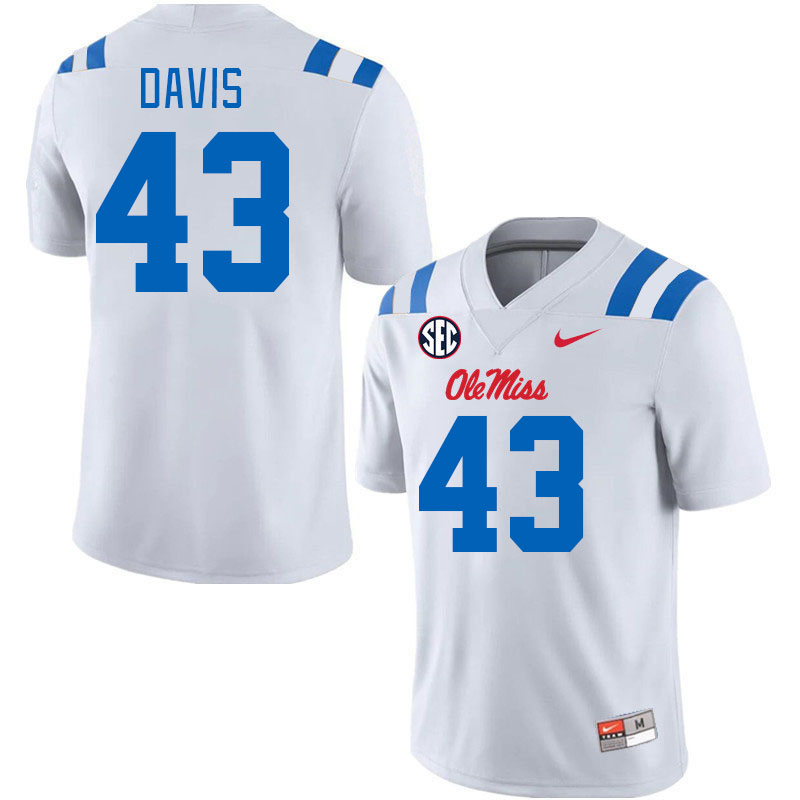 Men #43 Dylan Davis Ole Miss Rebels 2024 New Uniforms College Football Jerseys Stitched-White